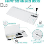 Desktop Glass Whiteboard with Calculator, Dry Erase White Board, Computer Pad Keyboard Stand with to-do List Memo, Desk Organizers with Accessories for Office, Home and School - Image 3