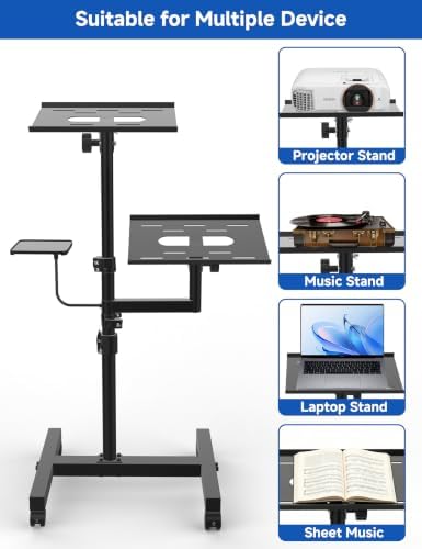 KOOV 2 Shelves Projector Stand, Max 47" Height Adjustable Laptop Stand - Image 2