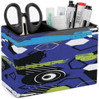 PU Leather Multi-Compartment Pen Holder Desktop Organizer Pencil Cup Storage Caddy for Office Home Supplies Abstract Seamless Pattern with Sport Cars by Unknown