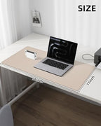 AFIING Extra Large Desk Mat - 55" x 24" PU Leather Non-Slip Desk Pad for Office and Home - Ideal for Large Mouse Pad and Desk Mats on Top of Desks (Beige) - Image 3