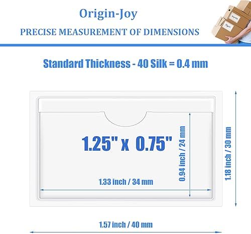 Origin-Joy 35 PCS Self Adhesive Index Card Pockets with Top Open, Clear Plastic Label Holder for Notes, Library and Business, Adhesive Label Pockets & Holder (1.25 x 0.75 inch) - Image 2