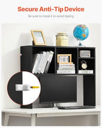 VEVOR Desktop Bookshelf, Storage Organizer with 5 Shelves for Computer Desk, Wooden Shelf Desk Hutch with Anti-Slip Feet Pads, Desk Top Display Rack for Office, Home & Dorm, Black - Image 7