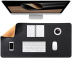 Cork Office Desk Mat, 39.4"x19.7" Dual-Sided Large Mouse Pad, PU Leather Desk Pad Mat Non-Slip Waterproof for Home Work(Black,39.4"x19.7") by Unknown