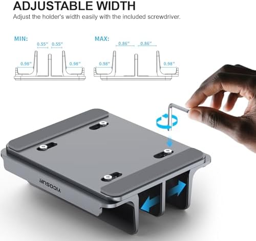 YICOSUN 4-Slot Aluminum Vertical Laptop Stand for Desk - Adjustable Width Dock for MacBook, Surface, Samsung, HP, Dell up to 17.3 inches - Space-Saving & Protective Design - Gray - Image 2