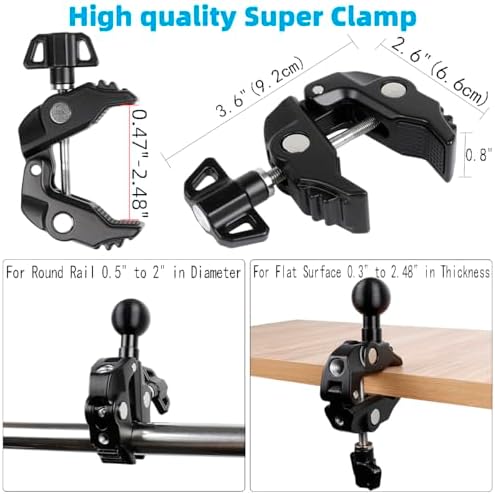 Aluminum Tablet Holder for Mic Stand, Side Mount for All iPad, 360 Rotatable With Super Clamp Compatible for iPad Pro 12.9, Air, Mini, Galaxy Tabs, 4.7-15" Tablets - Image 4