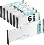 RAPTUROUS White Expandable Drawer Dividers (8" Tall, 13"-22" Long, 6 Pack - White) by Rapturous