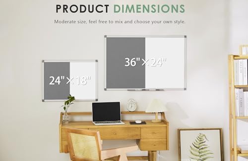 SWANCROWN White Board Bulletin Board Combo 36 x 24 in, Aluminum Frame - Image 2