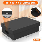 AOBOPLE 6 Pack Photo Storage Box,16" x 12" x 4" Keepsake Box with Handle Holes,Protective Storage Box for Photos Pictures Documents Artwork DIY and Souvenir,Home and Office Organizer - Image 2