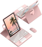 Keyboard Case with Touchpad for Galaxy Tab S10 FE/S10 Lite/S9 FE 10.9-Inch, Tab S9 11", Detachable Keyboard Case with Touchpad, 360 Degree Rotating Stand Cover with S Pen Holder, Pink by QYiiD