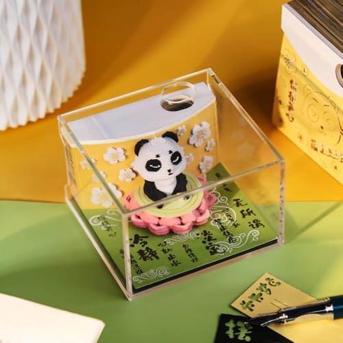 3D Memo Pad, 3D Calendar 2027, Time Piece Calendar, Tear-Off Calendars 2027, 3D Paper Carving Art Memo Pad, Art Carving Sticky Notes for Office Home Gifts Ornaments (Lotus Panda) - Image 2