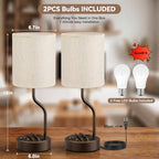 Fenmzee Bedside Lamps for Bedroom Set of 2-18" Brown Table Lamp for Desk - Image 6
