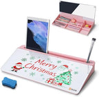 SELEAD Desktop Glass Whiteboard with Storage & Built-in Mirror, Pink by SELEAD