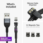 Statik 360 Magnetic Charging Cable - Type C Charger 3 in 1 USB C to USB C Cable, Micro USB & iProduct Tips, USB A Adapter, Phone Charger Cord, Compatible with All Devices - Black 3FT/1M, 3 Pack - Image 6