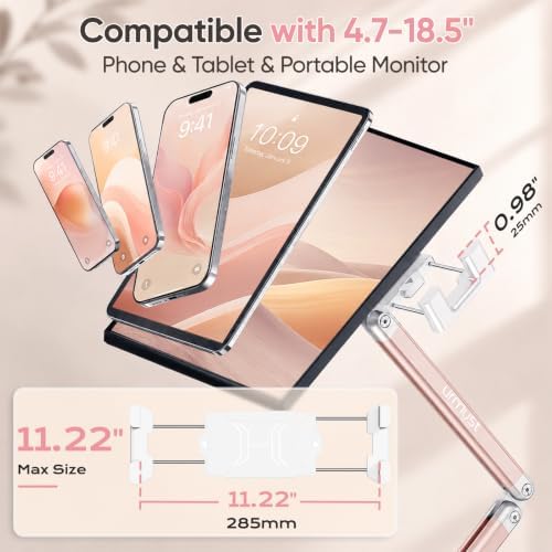 Urmust Portable Monitor Stand up to 18.5", iPad Stand for Desk, Pink - Image 2