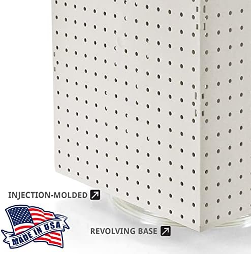 Azar Displays 701414-WHT-4W32 Rotating Countertop Display Kit with Peg Hooks Included, 14 Inches Wide x 14 Inches Deep x 20 Inches High, Pegboard Spinner Organizer, White - Image 5