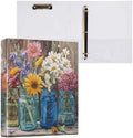 Wildflower Glass Jar 3 Ring Binders 1.5 Inch Clear View Three Ring Binders Versatile Binder for Work School Office Supply 1 Pack by Unknown