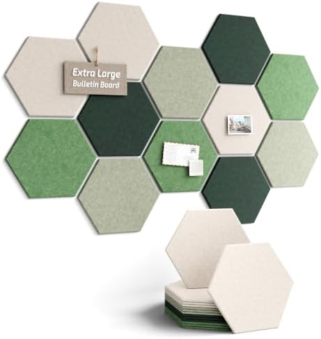 Fluxynara Extra Large 12-Pack Felt Bulletin Board Tiles, Sagewood by FLUXYNARA