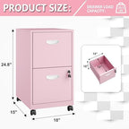 Polup 2 Drawer Rolling File Cabinet with Lock for Home Office - Image 3