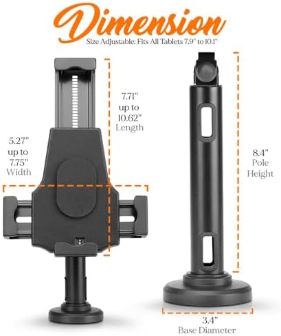 Pyle PSPADLK8 Anti-Theft Tablet Security Stand Kiosk - Table Mount Desktop Tablet Case Holder with Lock, Adjustable Clamp Arm, Internal Cable Routing, for iPad, Kindle, Samsung, Android Tablets - Image 2