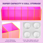 2 Pcs Acrylic Makeup Brush Holder 6 Compartments Pen Organizer, Pink - Image 3