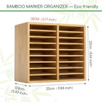 MEEDEN Bamboo Marker Holder Organizer: Holds 126 Pens with 18 Compartments - Image 3