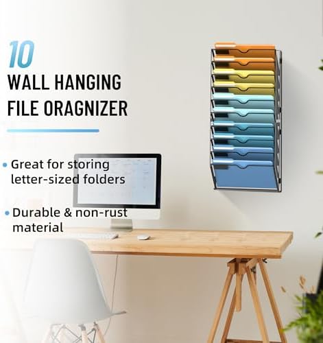 SUPEASY 10-Tier Hanging Wall File Organizer with Hooks, 2 Pack - Image 2
