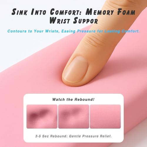 ErgoComfort Gel Wrist Rest Mouse Pad-Ergonomic Office Mousepad with Wrist Support-Non-Slip, Design Desk Accessories Mat for Home&Game Decor (09PinkSerenity Set) - Image 3