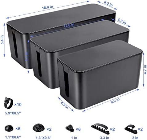 3 Pack Cable Organizer Box, Cable Management Box for Surge Protector - Image 2