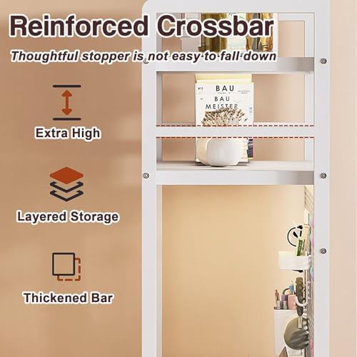2-Tier Dorm Desk Hutch Top Only Desktop Bookshelf Metal Storage Display Rack Countertop Organizer Over Computer Desk Shelf for Dorm Office with Pegboard and Hooks Set,Black,W 45″/115cm - Image 5