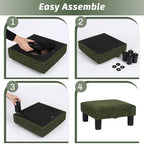 Joveco Small Foot Rest Stool Ottoman, 3D Velvet Square Upholstered Footstool for Chair, Under Desk, Office, Living Room, Deep Green - Image 6