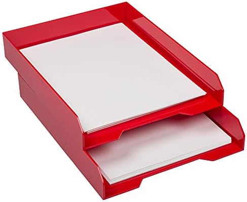 JAM PAPER Stackable Paper Trays - Red - Desktop Document, Letter, & File Organizer Tray - 2/Pack (Pack of 2) - Image 3