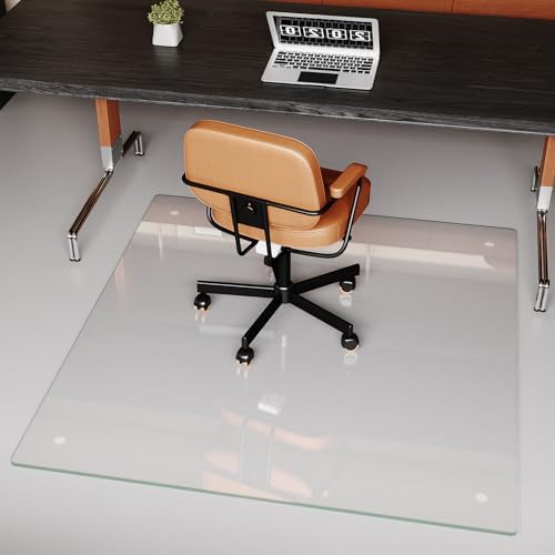 [Tempered Glass] 42" x 48" Glass Office Chair Mat for Carpet by KOONMI