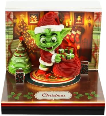3D Calendar 2027, Tear-Away Desk Calendar, Paper Art Memo Pad, LED Light (Christmas C) - Image 2
