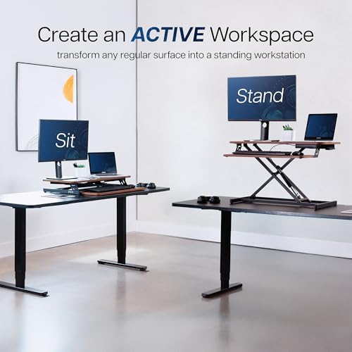 VIVO Dark Walnut 32 inch Standing Desk Riser, DESK-V000SD - Image 4