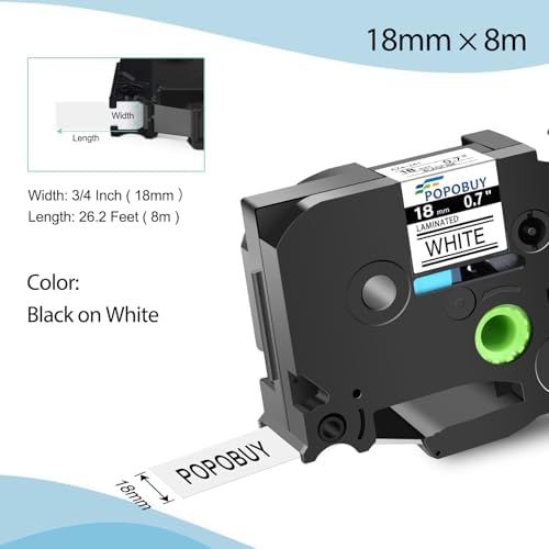 18mm 0.7 Laminated White Tape Compatible for Brother P-Touch TZ241 TZ-241 TZe-241 TZe241 3/4'' Black on White Label Tape for PTD410 PT-D400 PT-D610BT PTD600 Label Maker, 5 Pack - Image 2