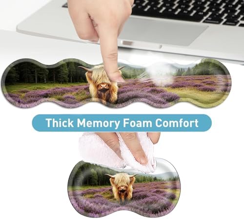 Keyboard Mouse Pad Set, Extended Gaming Mouse Pad+Ergonomics Keyboard Wrist Rest Support, Memory Foam, Easy Typing Pain Relief, 4Pcs XL Ultra Thick Desk Mat,Highland Cow - Image 4