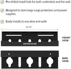UNITEDPOWER Cable Management Tray, 2-Pack Metal Power Strip Holder for Under Desk Wire Cord Organizer, Office/Home，Black - Image 2
