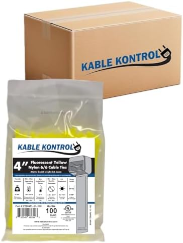 Kable Kontrol Cable Zip Ties, 4 Inch, 40000 Pcs, 18lbs Test, FL Yellow by KABLEKONTROL%C2%AE