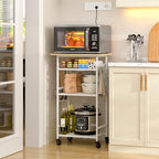 ThreeHio Rolling Kitchen Microwave Cart, 4 Tier Microwave Table Stand with Storage, Kitchen Storage Rack on Wheels, Coffee Station Cart Rack Shelf Organizer for Living Room Office, Balcony - Image 2