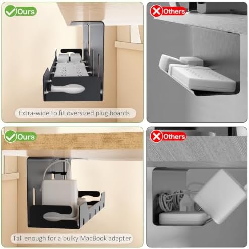 KEEGH Under Desk Cable Management Tray 16 in, Cable Organizer Tray, Black - Image 3