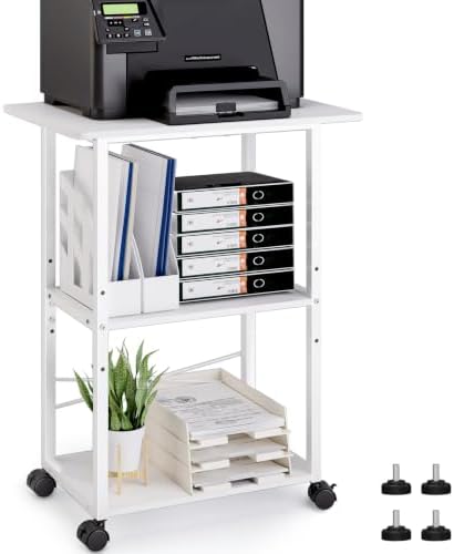 MARTY 3 Tier Large Printer Stand, Mobile Printer Table, Adjustable Shelf by MARTY