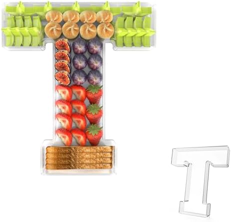 13.8" Acrylic Letter Charcuterie Tray,Fillable Alphabet Box (Letter T) by Tdsuco