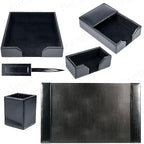Dacasso 6 Piece Black Bonded Leather Luxury Desk Accessory Set - Desk Pad & Organization Essentials - Image 4
