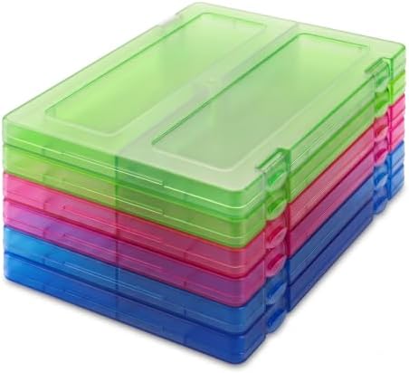 6 Packs A4 Paper Storage Boxes, 8.5 x 11 Plastic Portable Project Case for US letter Size and A4 paper, Plastic Multi-Purpose Thick Scrapbook Storage Box for Office (12.6"L x 9.5"W x 0.94"H) by Mickiewicz