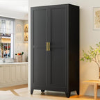 GAIOUS 79" Tall Kitchen Pantry Cabinet,Metal Storage Cabinet Black Cupboard by GAIOUS