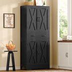 TEENFON Tall Storage Cabinet with 2 Adjustable Shelves & 1 Large Drawer, Kitchen Pantry Cabinet with 4 Doors, Bathroom Storage Cabinets, for Living Room, Kitchen, Bathroom, Black - Image 2