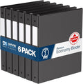 Premium Economy 3-Ring Binder, Spine Label, 1" Round Rings, Black, 6 Pack by DAVISGROUP