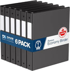 Premium Economy 3-Ring Binder, Spine Label, 1" Round Rings, Black, 6 Pack by DAVISGROUP