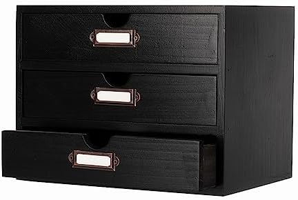 Small Wooden Drawers Wooden Box with Drawer Black by PACKGILO