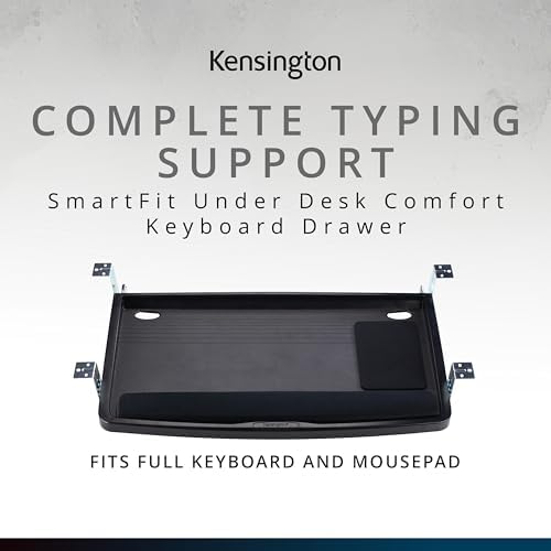 Kensington Keyboard Tray Under Desk, SmartFit Ergonomic Slide-Out Keyboard Drawer with Cable Management, Extra-Wide Height Adjustable Keyboard Holder, 24.5" x 11.75", Black K60004US - Image 2